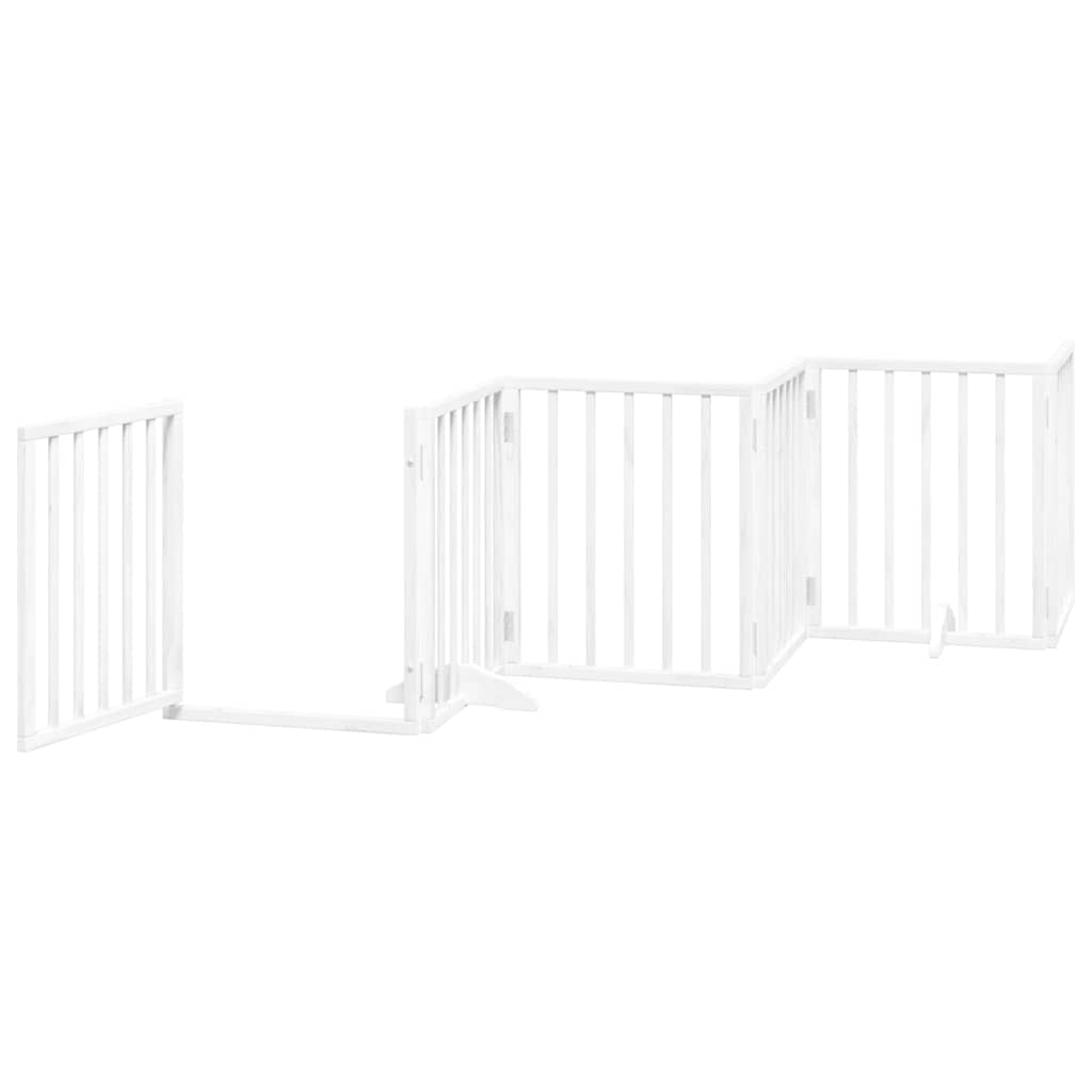 Dog Gate with Door Foldable 12 Panels White 600 cm Poplar Wood