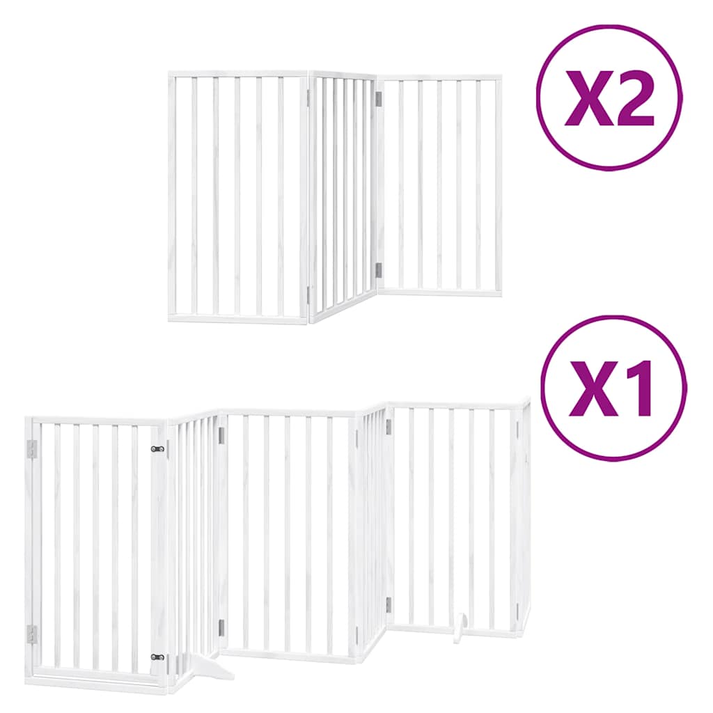 Dog Gate with Door Foldable 12 Panels White 600 cm Poplar Wood