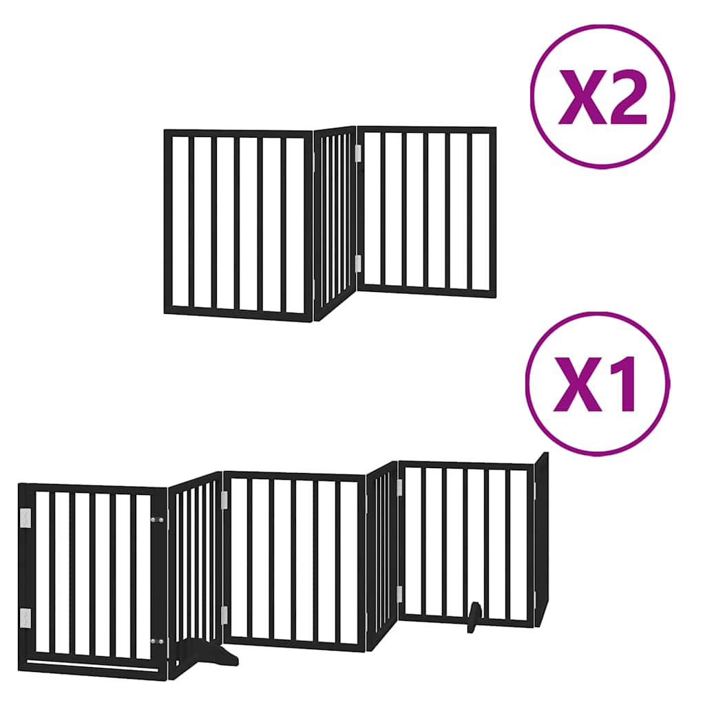 Dog Gate with Door Foldable 12 Panels Black 600 cm Poplar Wood