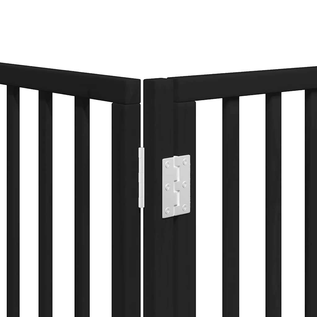 Dog Gate with Door Foldable 12 Panels Black 600 cm Poplar Wood