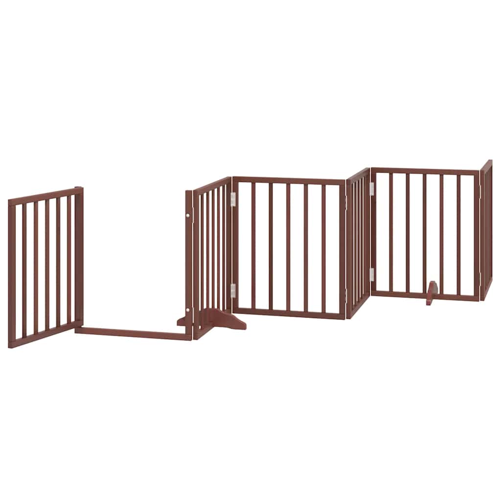 Dog Gate with Door Foldable 12 Panels Brown 600 cm Poplar Wood