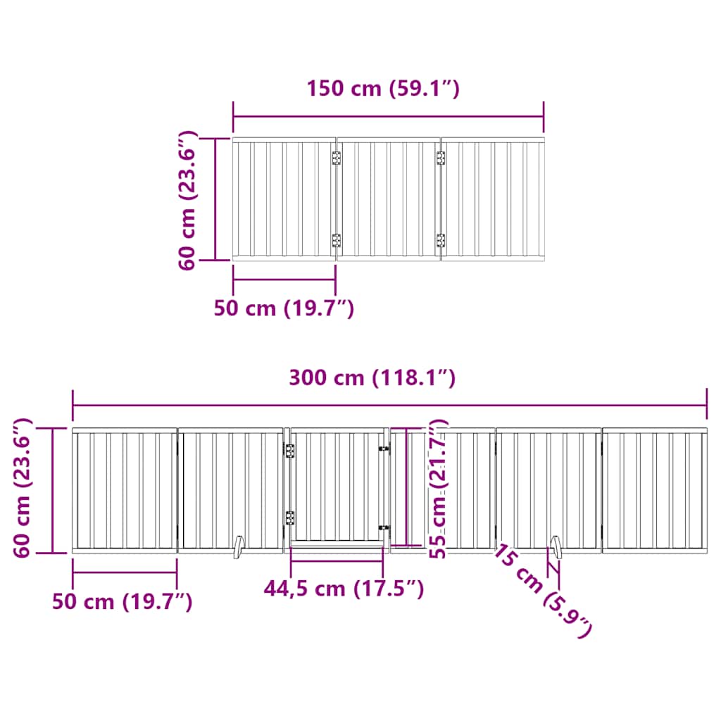 Dog Gate with Door Foldable 12 Panels Brown 600 cm Poplar Wood