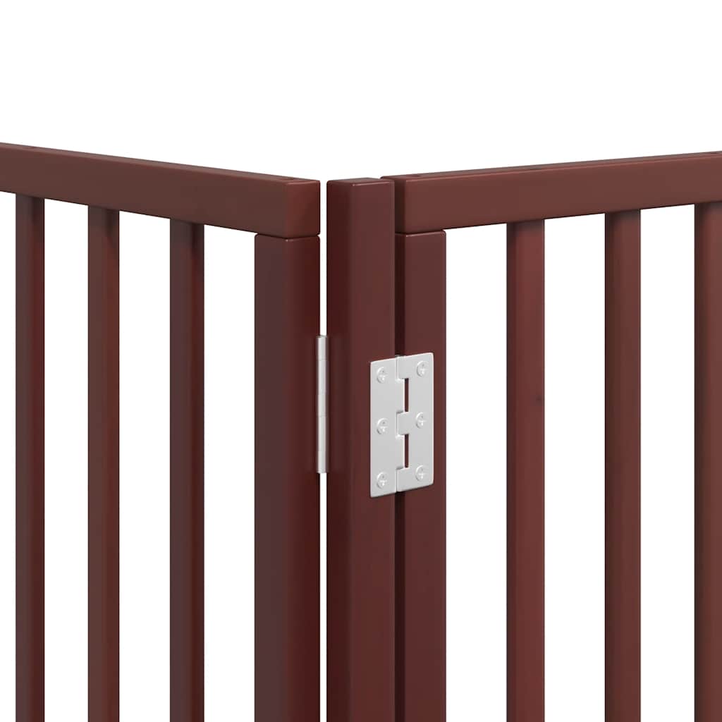 Dog Gate with Door Foldable 9 Panels Brown 450 cm Poplar Wood