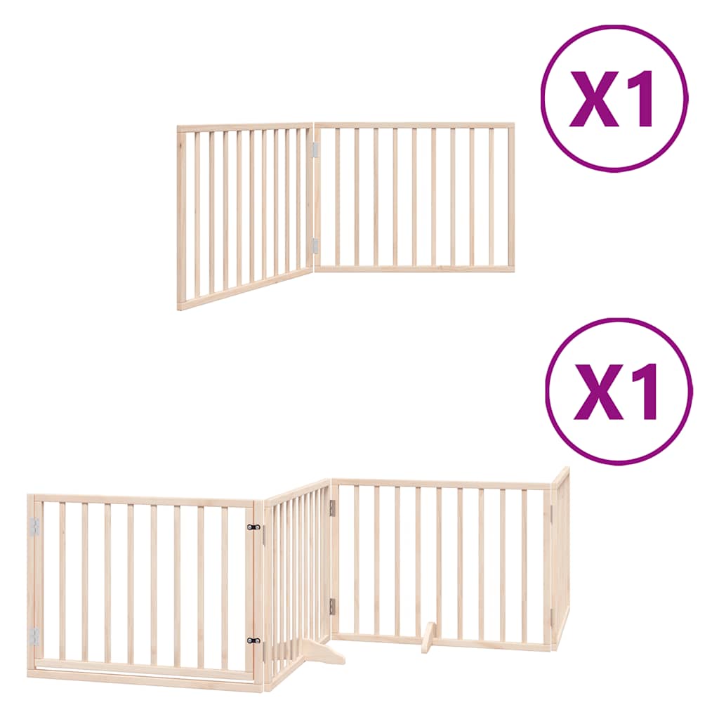 Dog Gate with Door Foldable 6 Panels 480 cm Poplar Wood