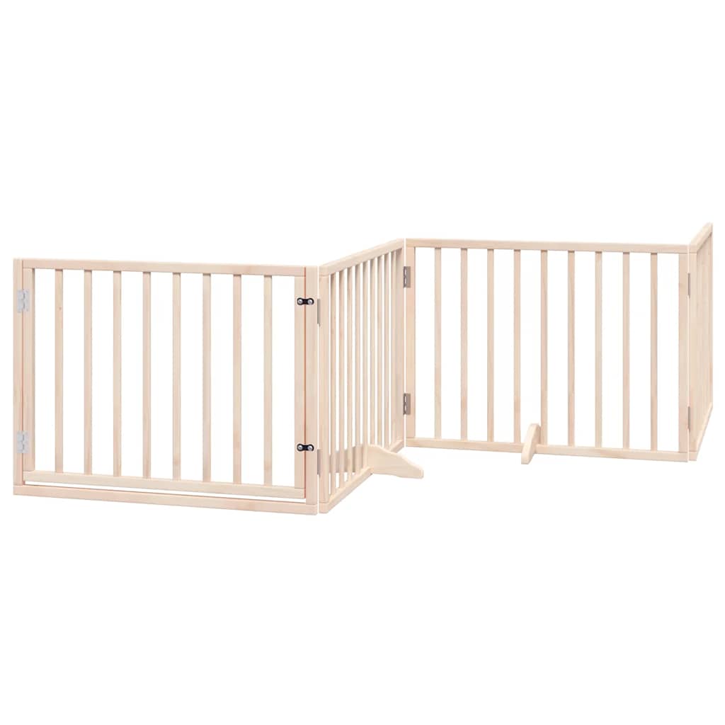 Dog Gate with Door Foldable 6 Panels 480 cm Poplar Wood