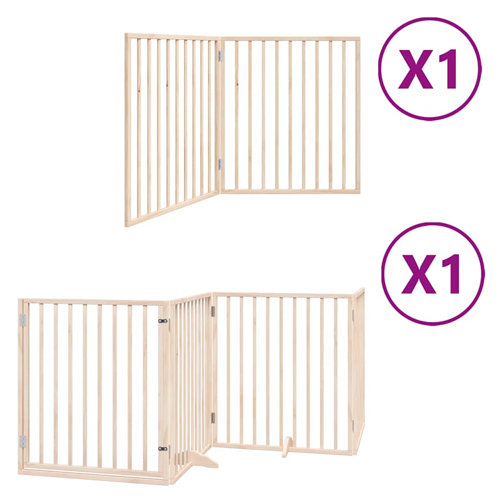 Dog Gate with Door Foldable 6 Panels 480 cm Poplar Wood