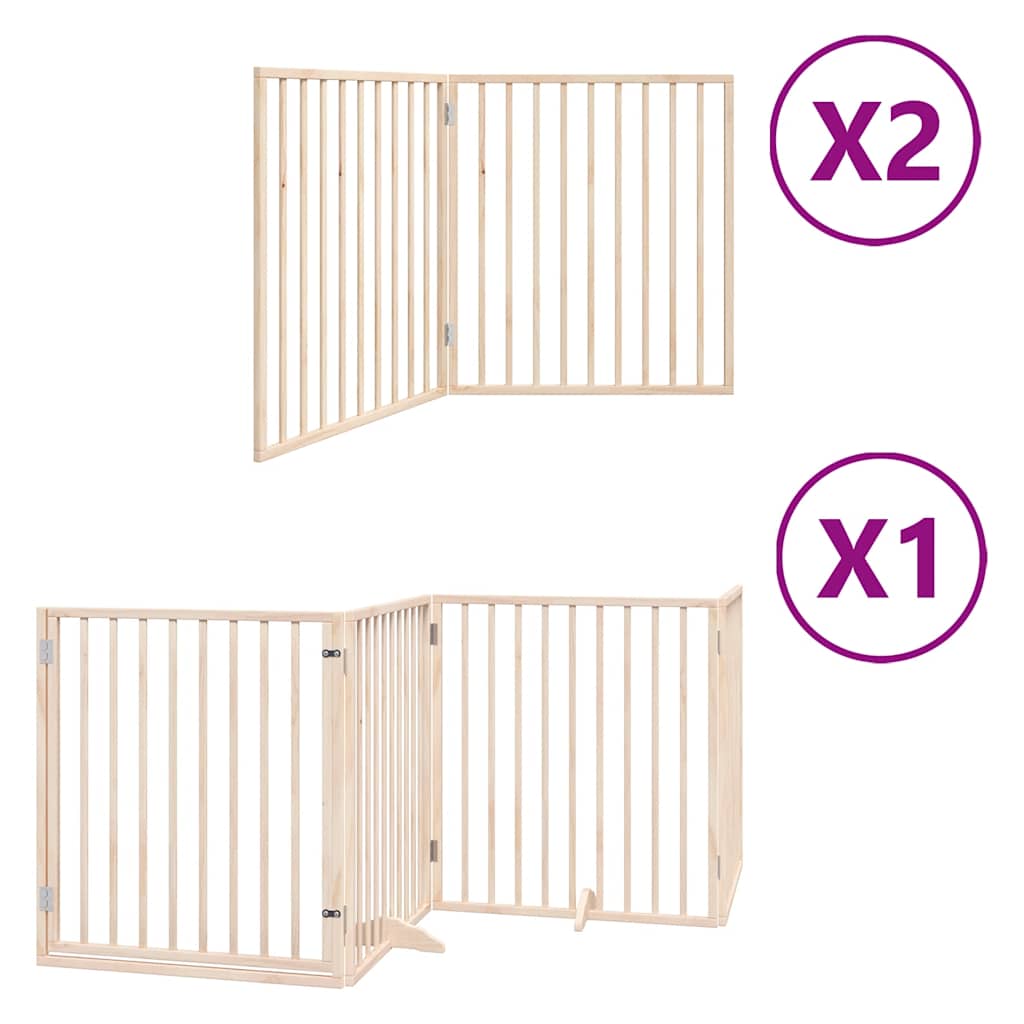 Dog Gate with Door Foldable 8 Panels 640 cm Poplar Wood