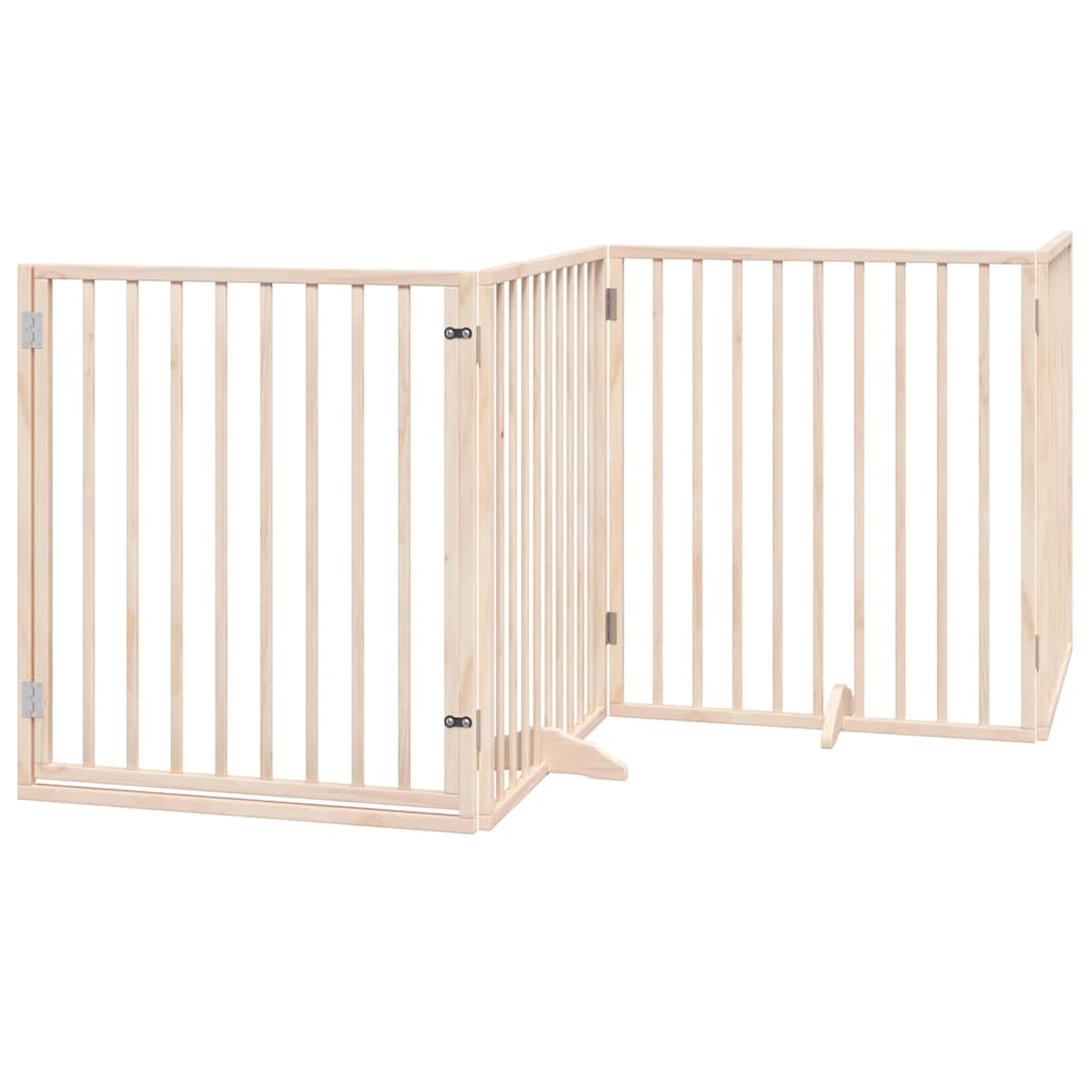 Dog Gate with Door Foldable 8 Panels 640 cm Poplar Wood