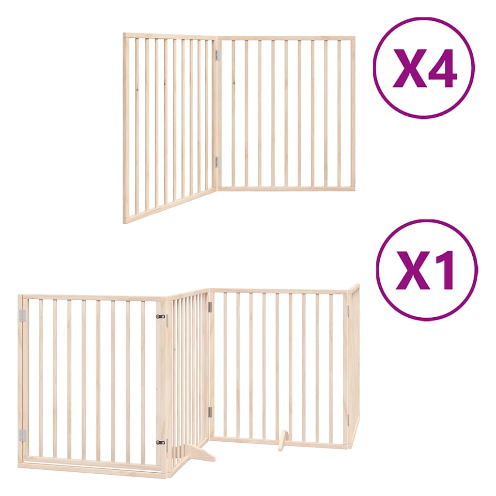 Dog Gate with Door Foldable 12 Panels 960 cm Poplar Wood