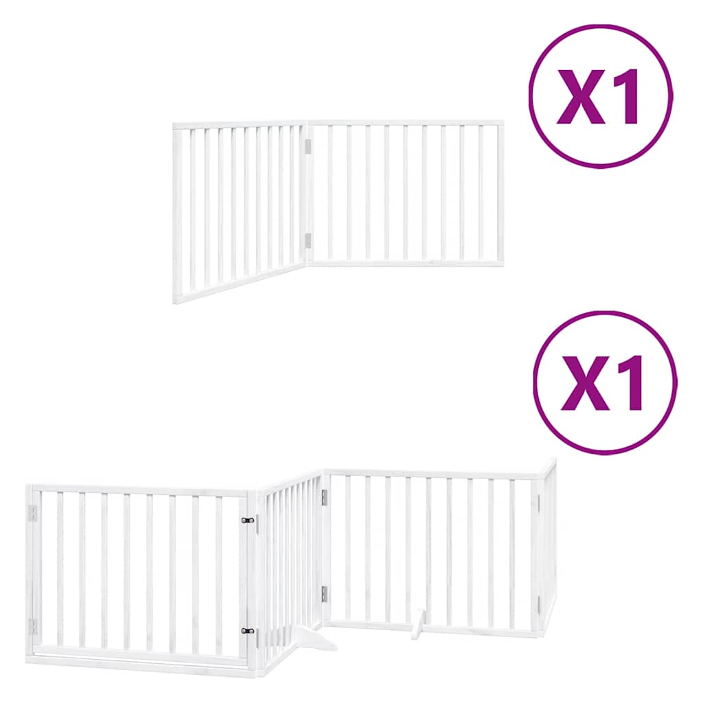 Dog Gate with Door Foldable 6 Panels White 480 cm Poplar Wood