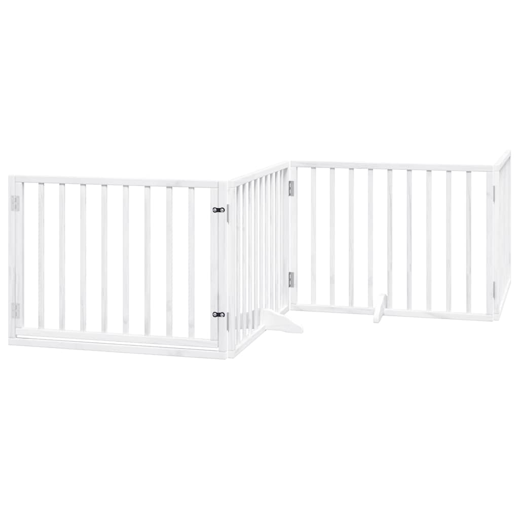 Dog Gate with Door Foldable 6 Panels White 480 cm Poplar Wood