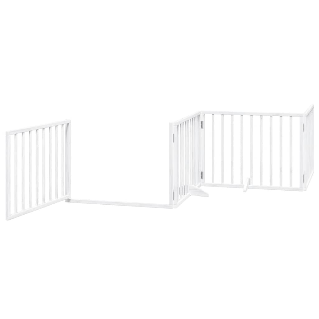 Dog Gate with Door Foldable 12 Panels White 960 cm Poplar Wood