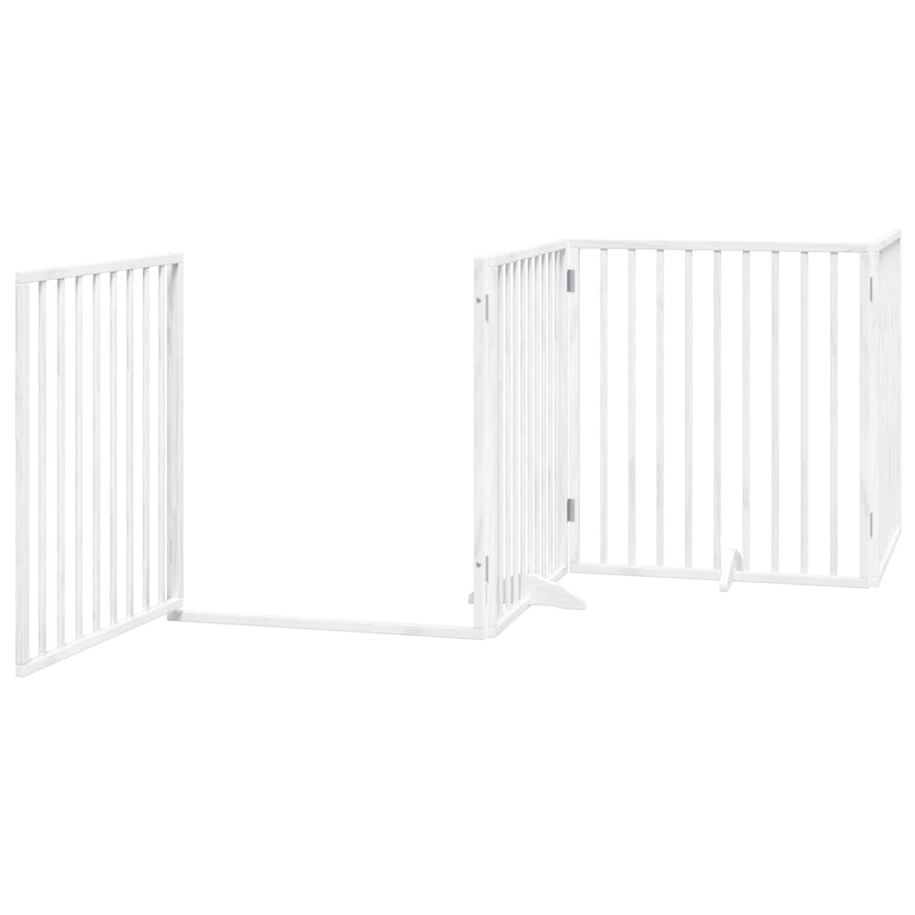 Dog Gate with Door Foldable 6 Panels White 480 cm Poplar Wood