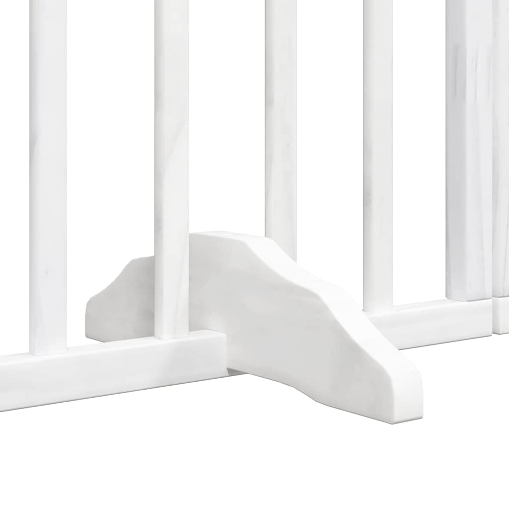 Dog Gate with Door Foldable 6 Panels White 480 cm Poplar Wood