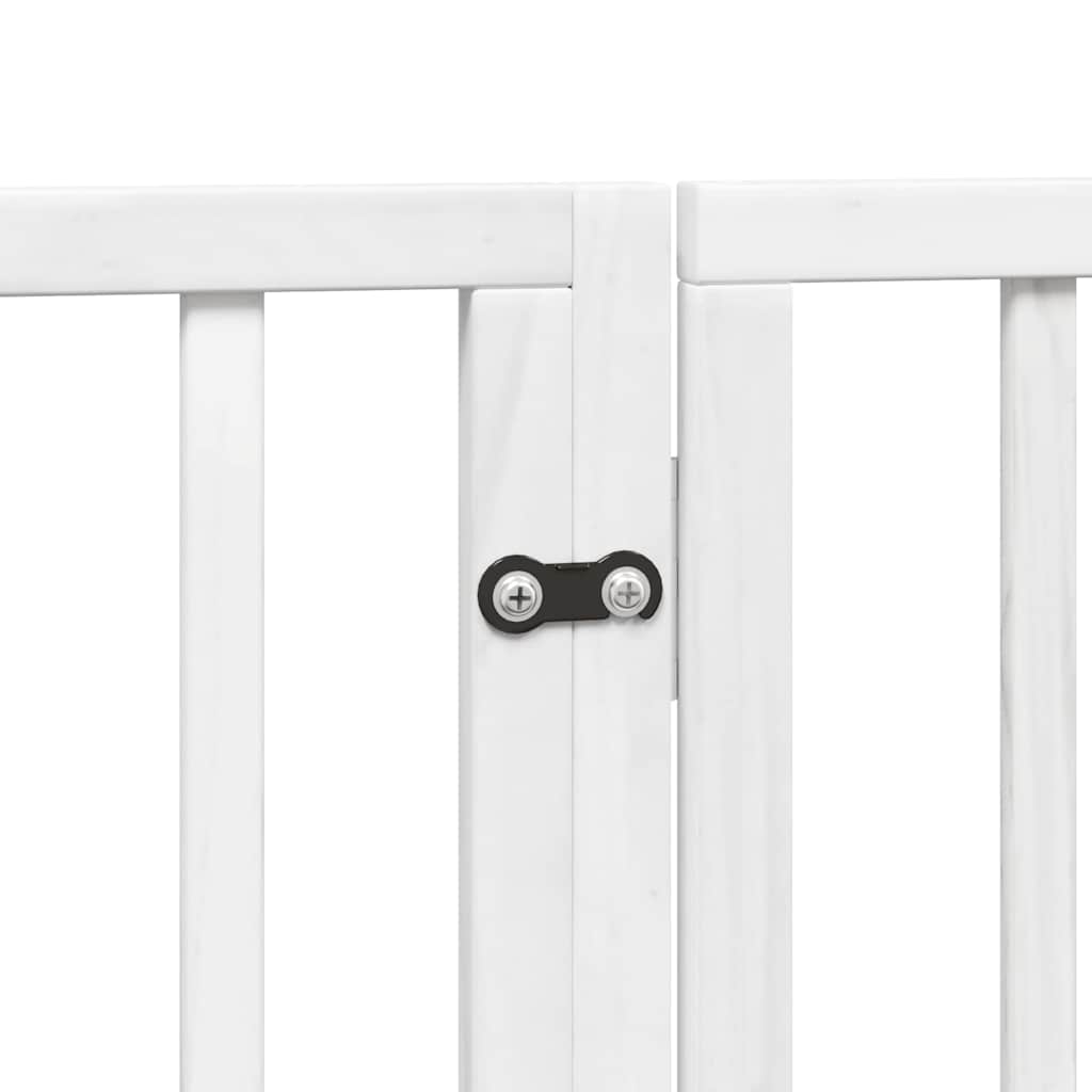 Dog Gate with Door Foldable 6 Panels White 480 cm Poplar Wood