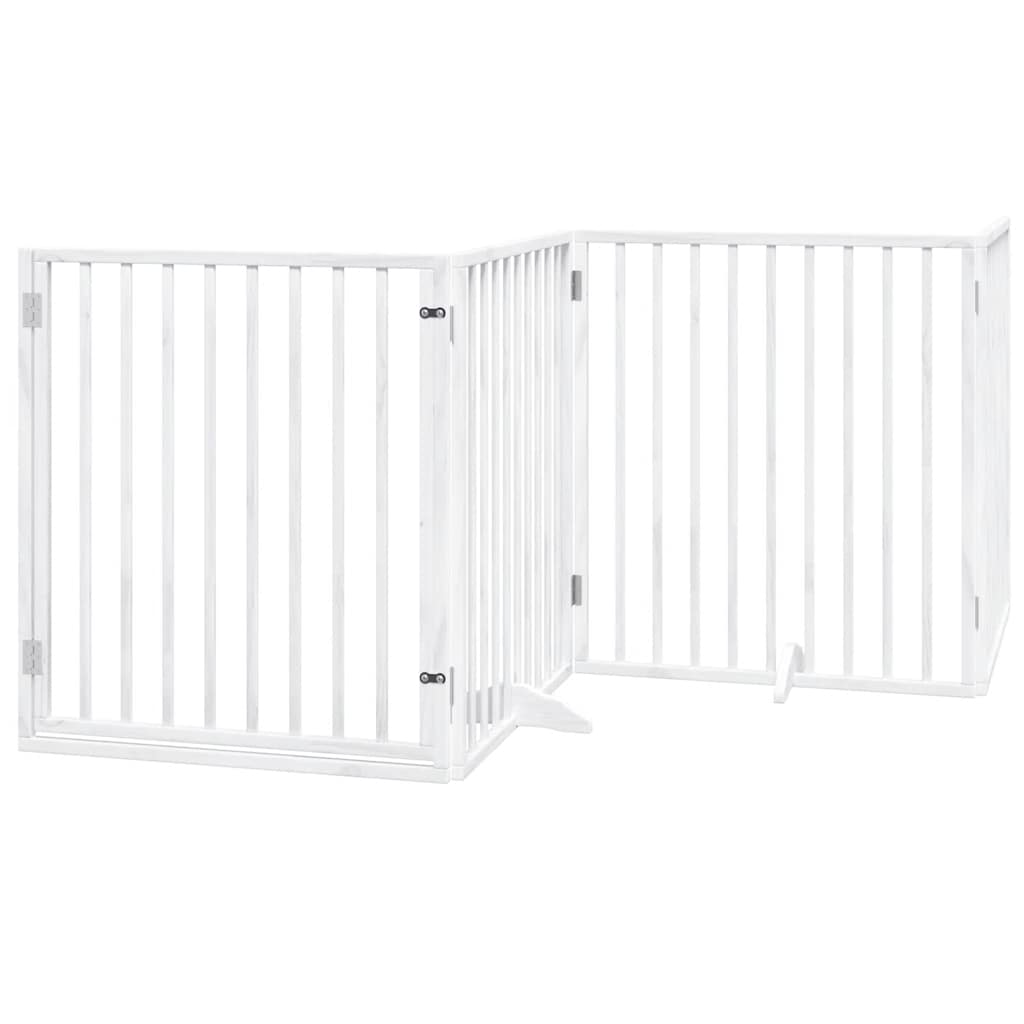 Dog Gate with Door Foldable 12 Panels White 960 cm Poplar Wood