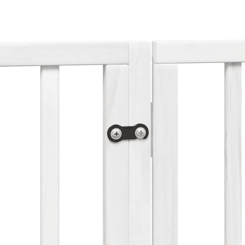 Dog Gate with Door Foldable 12 Panels White 960 cm Poplar Wood