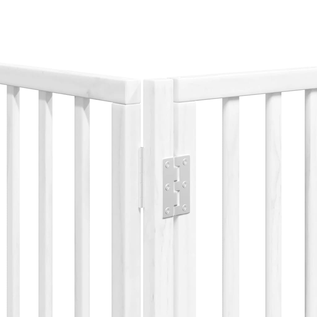 Dog Gate with Door Foldable 12 Panels White 960 cm Poplar Wood