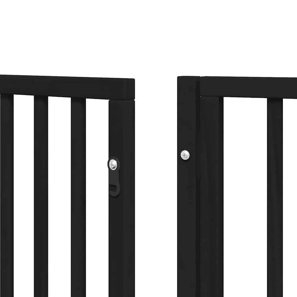 Dog Gate with Door Foldable 6 Panels Black 480 cm Poplar Wood
