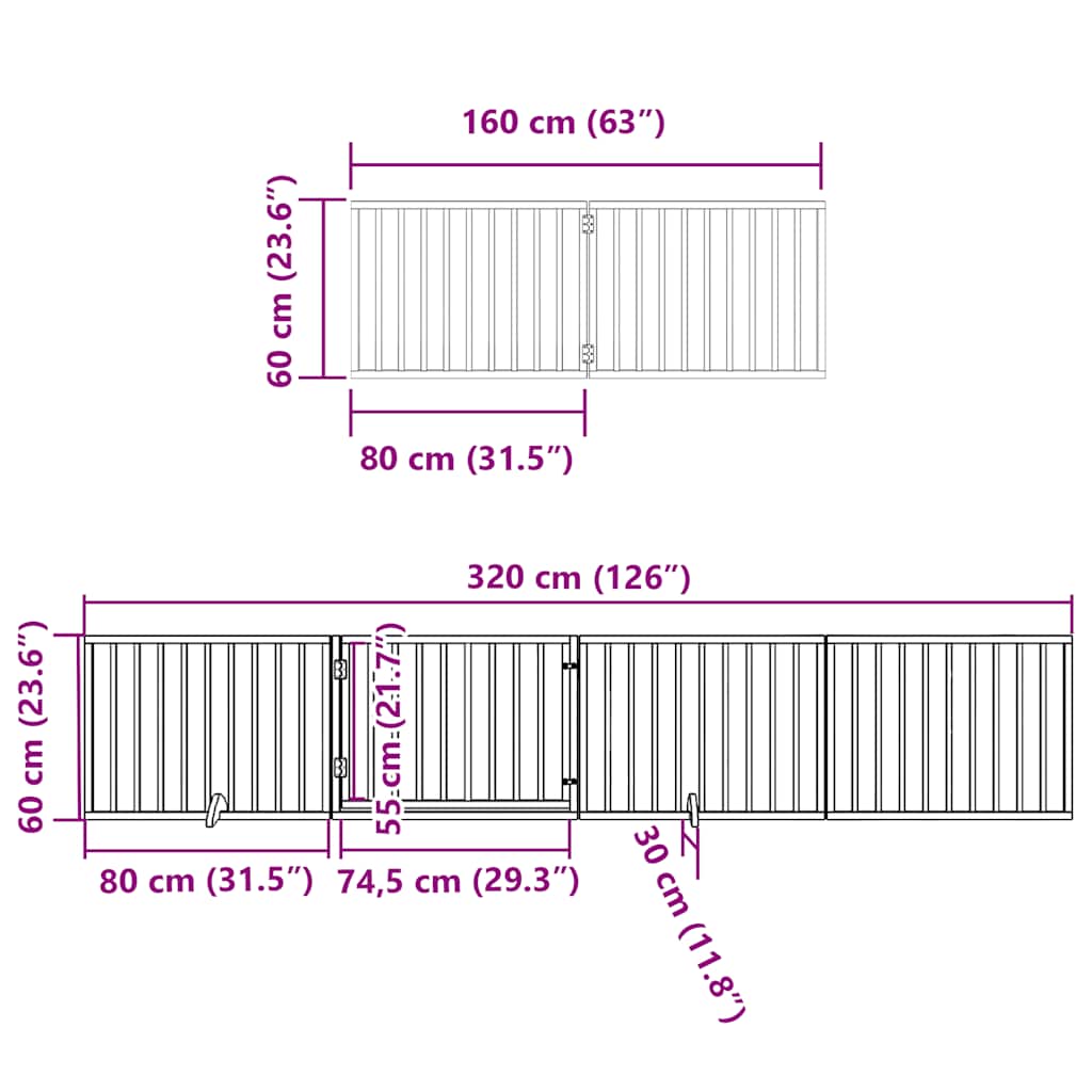 Dog Gate with Door Foldable 12 Panels Brown 960 cm Poplar Wood