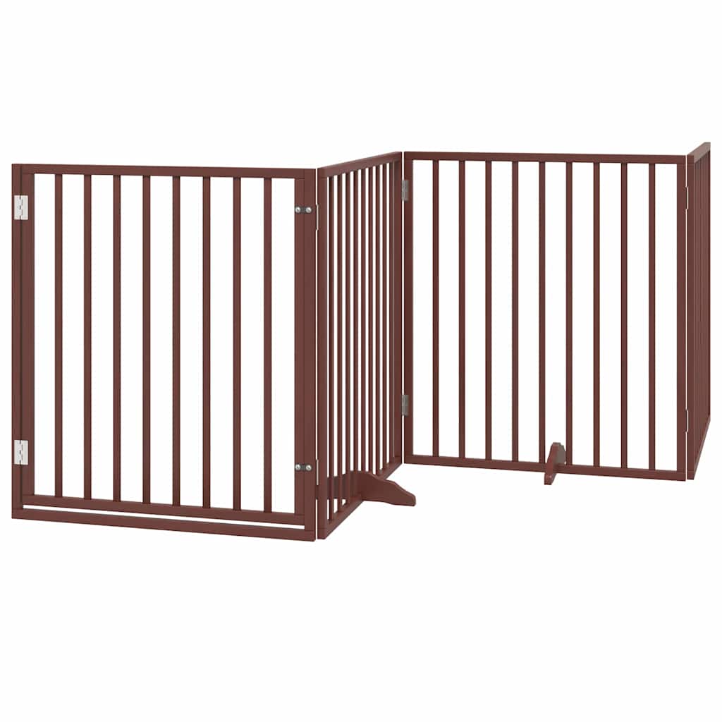 Dog Gate with Door Foldable 8 Panels Brown 640 cm Poplar Wood