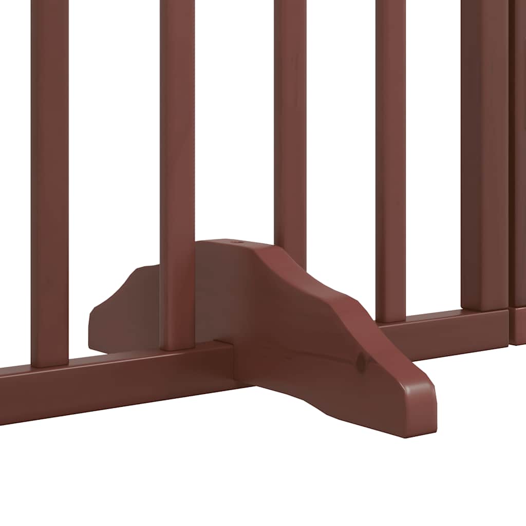Dog Gate with Door Foldable 8 Panels Brown 640 cm Poplar Wood