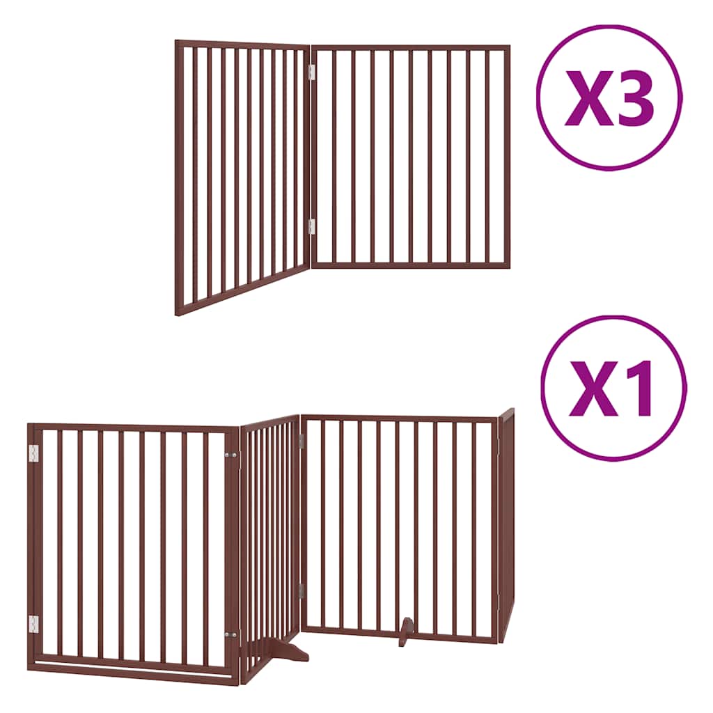 Dog Gate with Door Foldable 10 Panels Brown 800 cm Poplar Wood