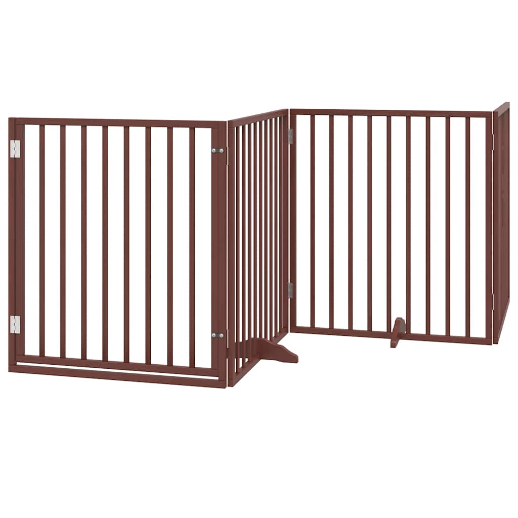 Dog Gate with Door Foldable 10 Panels Brown 800 cm Poplar Wood