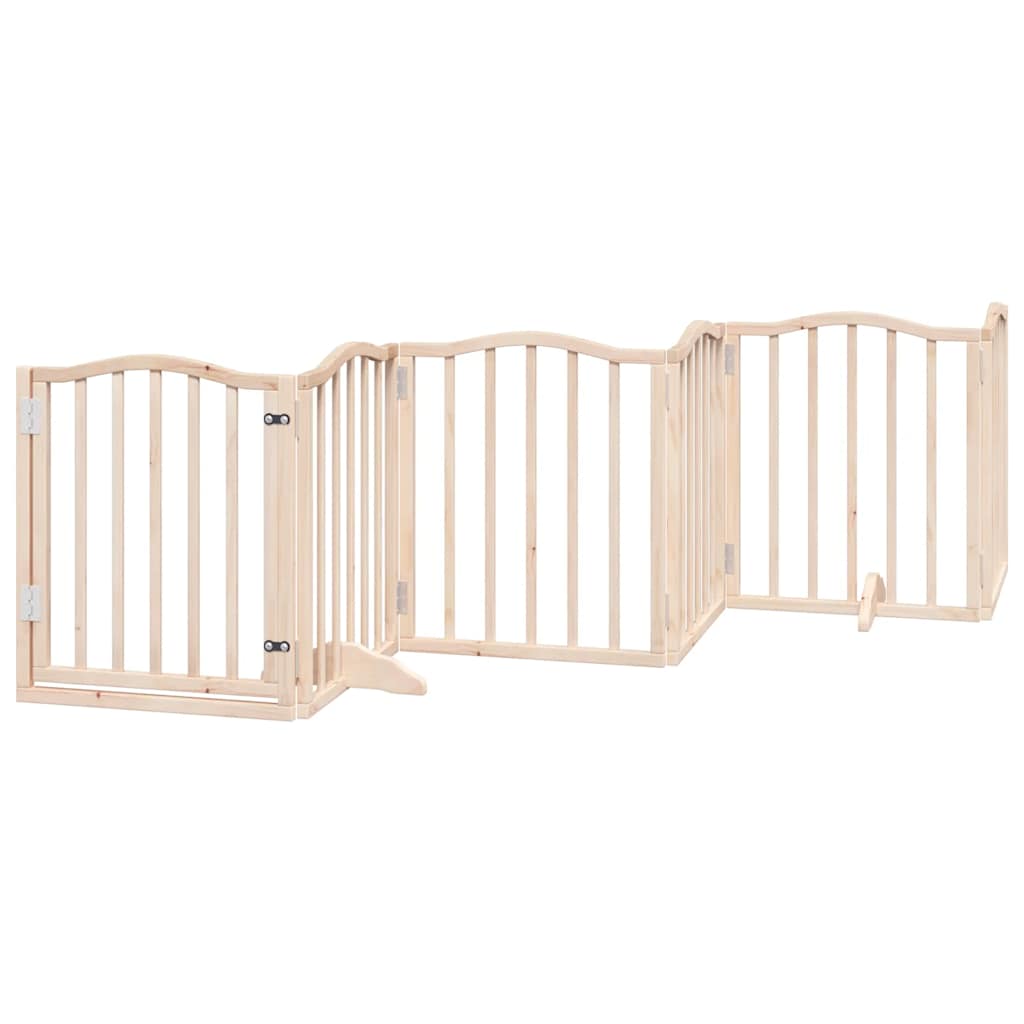 Dog Gate with Door Foldable 9 Panels 450 cm Poplar Wood