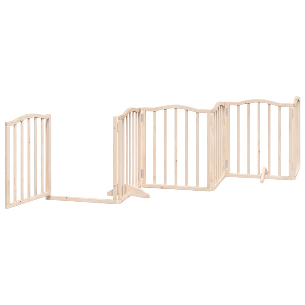 Dog Gate with Door Foldable 9 Panels 450 cm Poplar Wood