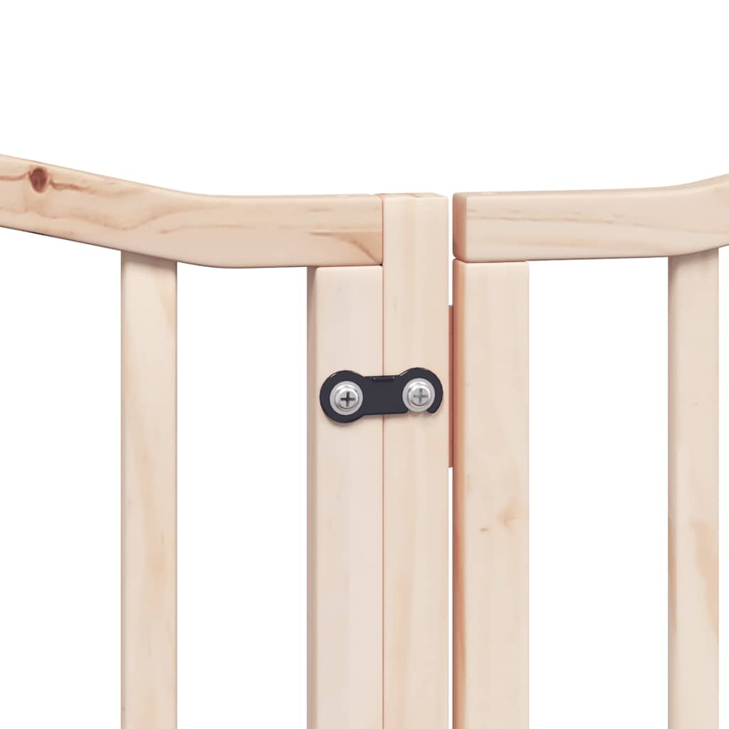 Dog Gate with Door Foldable 9 Panels 450 cm Poplar Wood