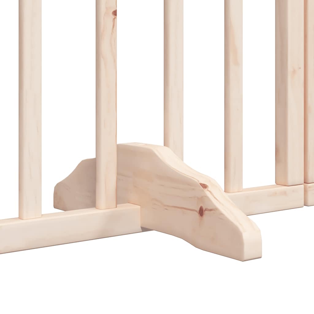 Dog Gate with Door Foldable 9 Panels 450 cm Poplar Wood