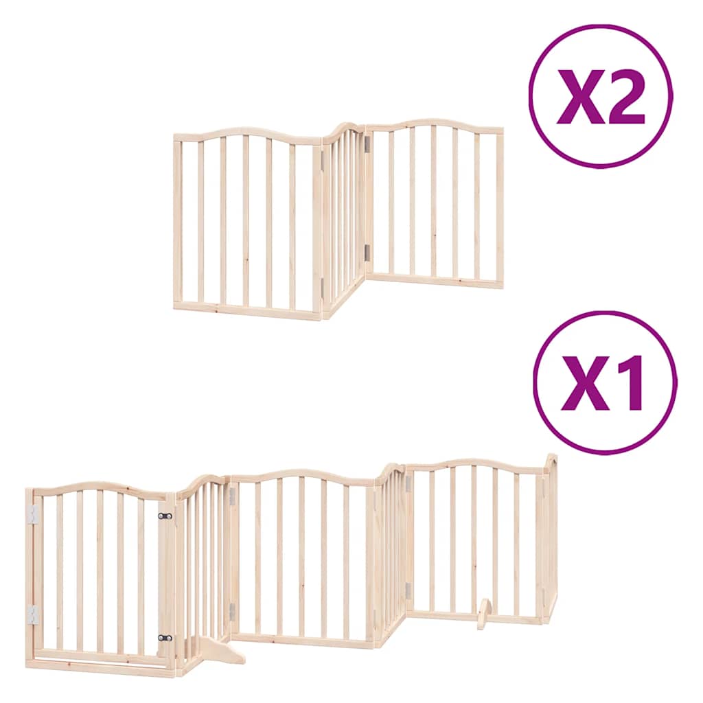 Dog Gate with Door Foldable 12 Panels 600 cm Poplar Wood