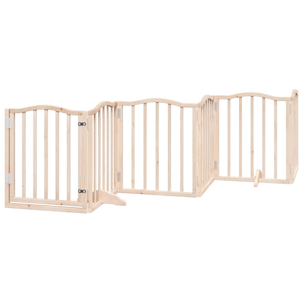 Dog Gate with Door Foldable 12 Panels 600 cm Poplar Wood