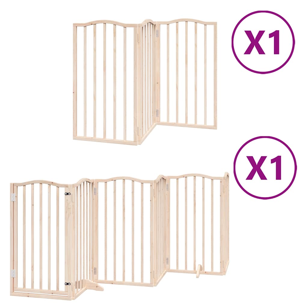 Dog Gate with Door Foldable 9 Panels 450 cm Poplar Wood
