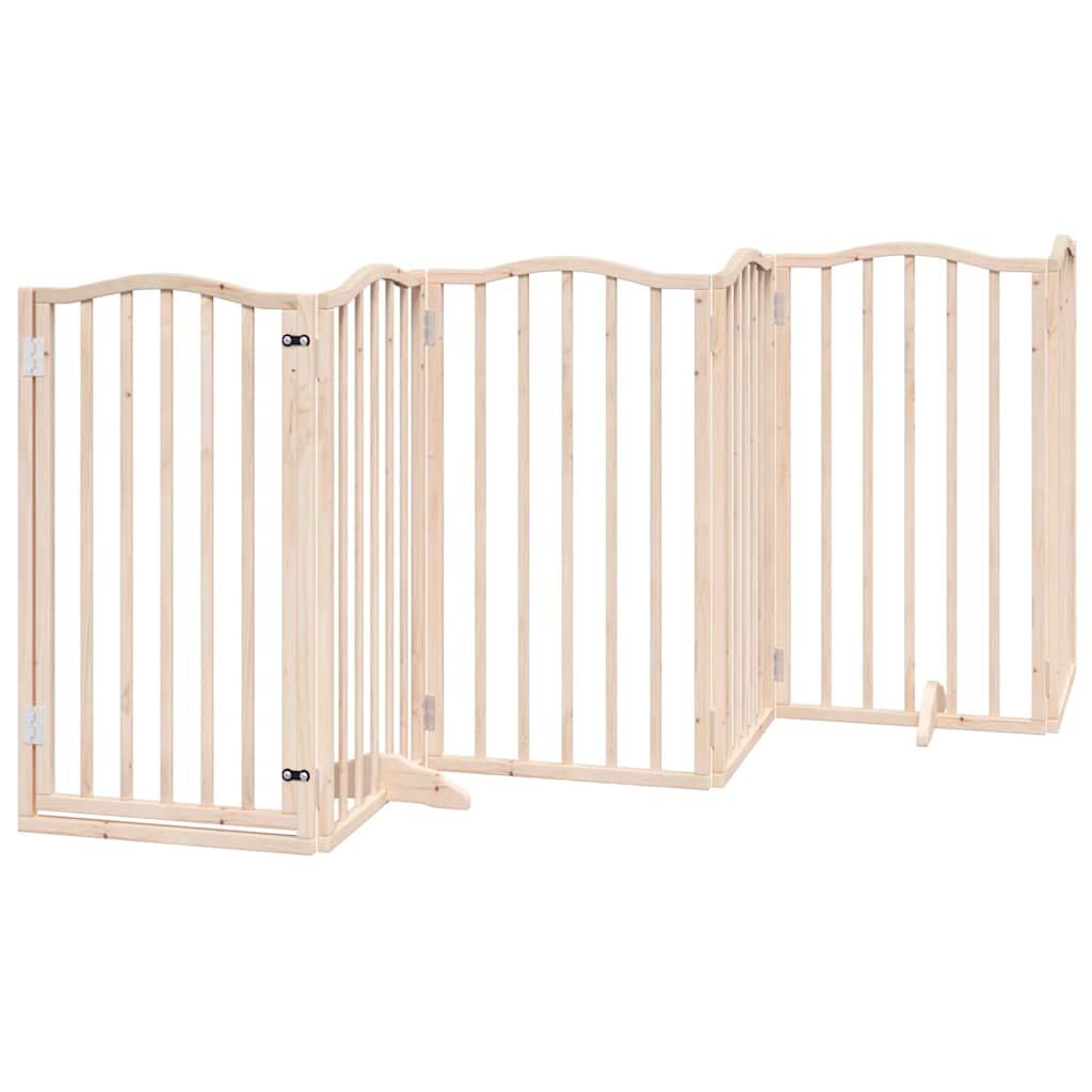 Dog Gate with Door Foldable 9 Panels 450 cm Poplar Wood