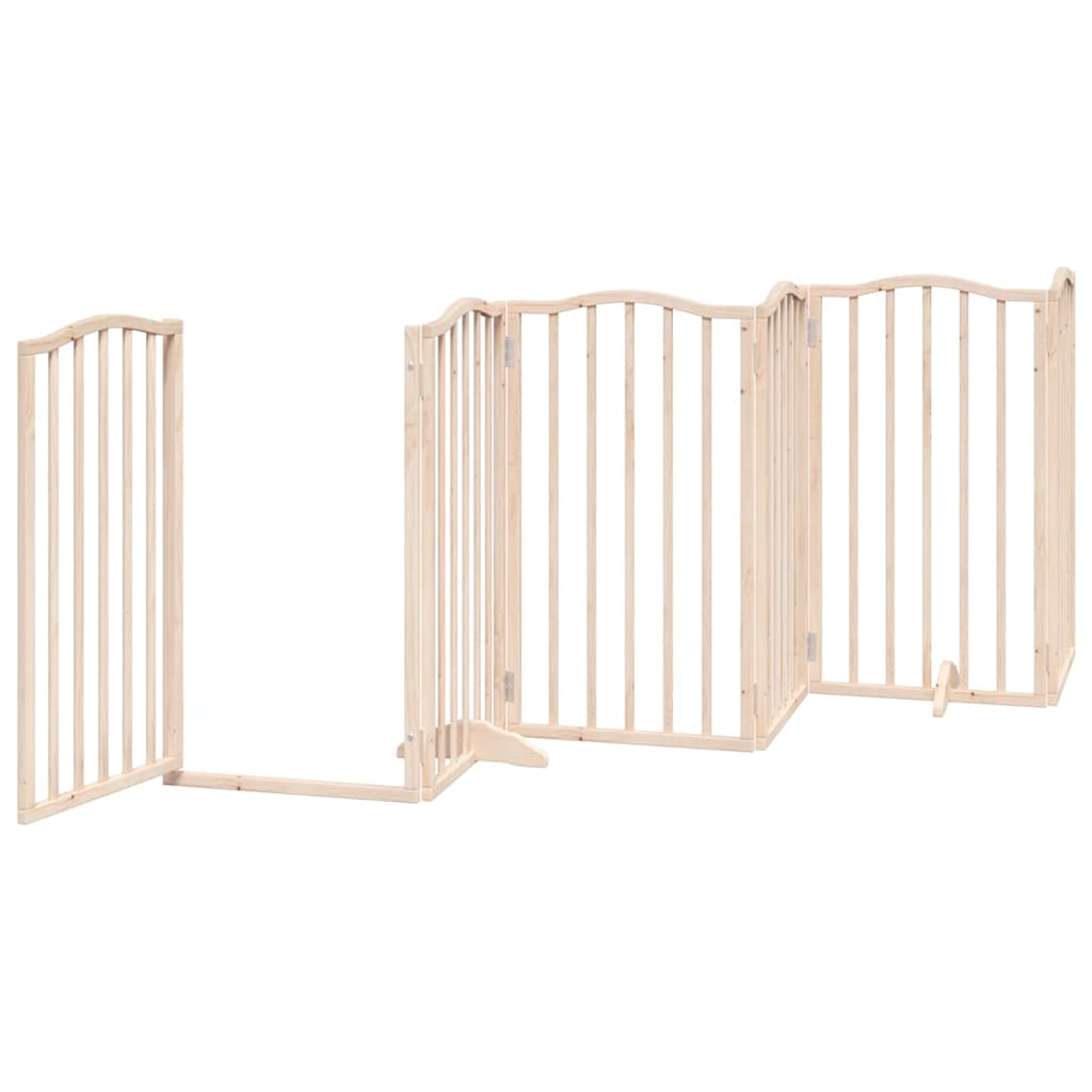 Dog Gate with Door Foldable 9 Panels 450 cm Poplar Wood