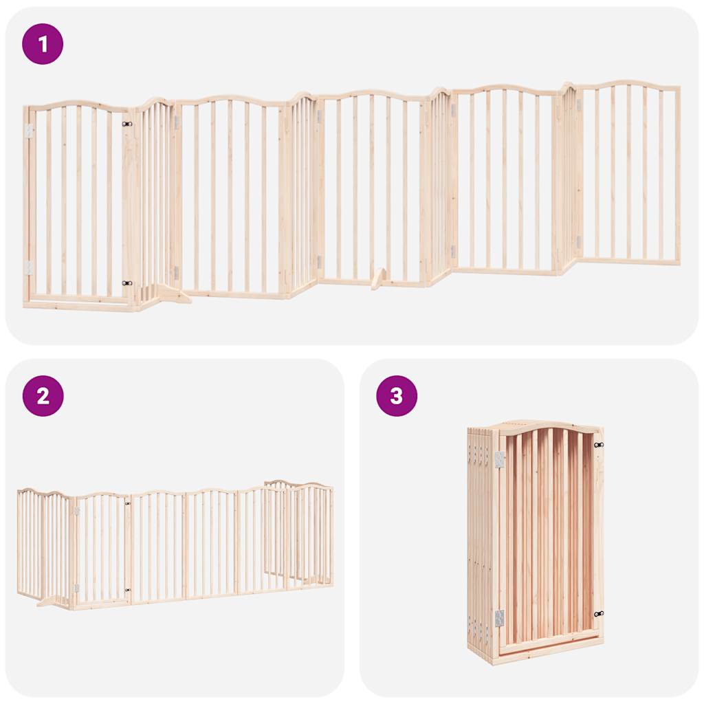 Dog Gate with Door Foldable 9 Panels 450 cm Poplar Wood