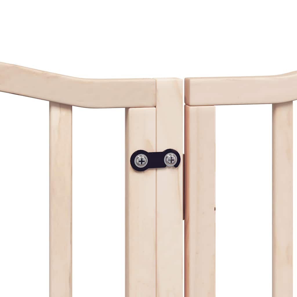 Dog Gate with Door Foldable 9 Panels 450 cm Poplar Wood