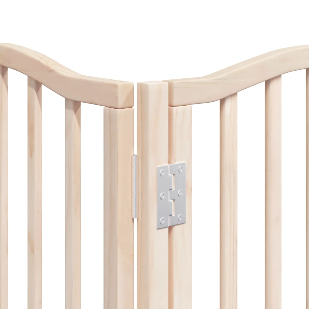 Dog Gate with Door Foldable 9 Panels 450 cm Poplar Wood