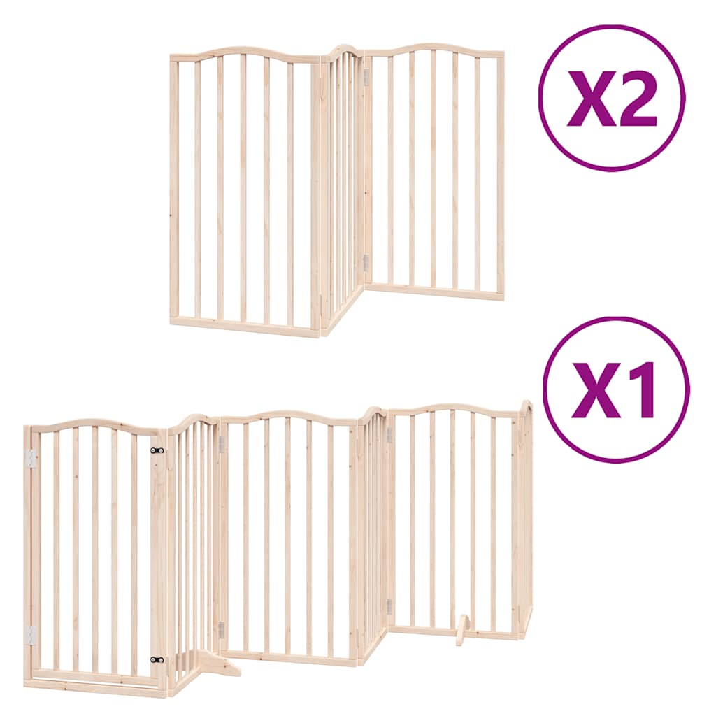 Dog Gate with Door Foldable 12 Panels 600 cm Poplar Wood