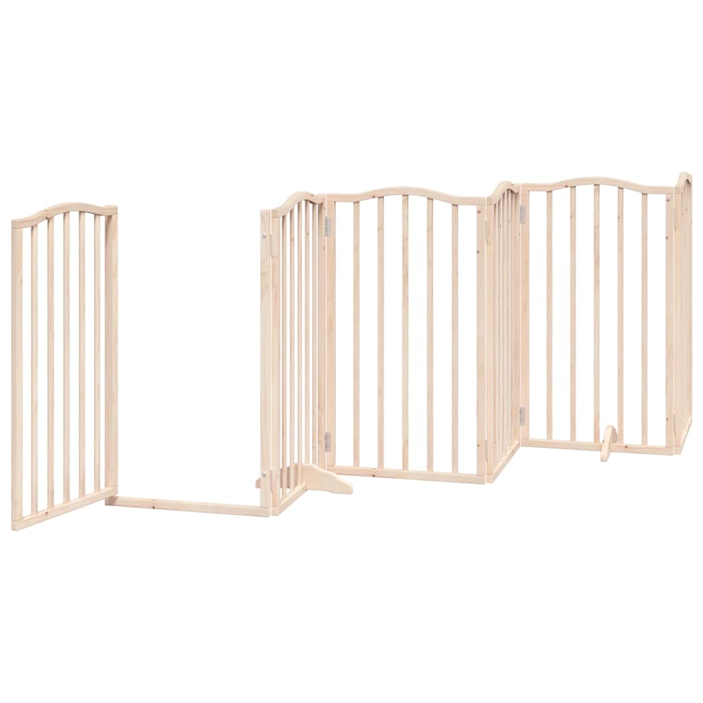 Dog Gate with Door Foldable 12 Panels 600 cm Poplar Wood