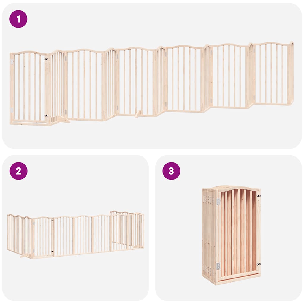 Dog Gate with Door Foldable 12 Panels 600 cm Poplar Wood