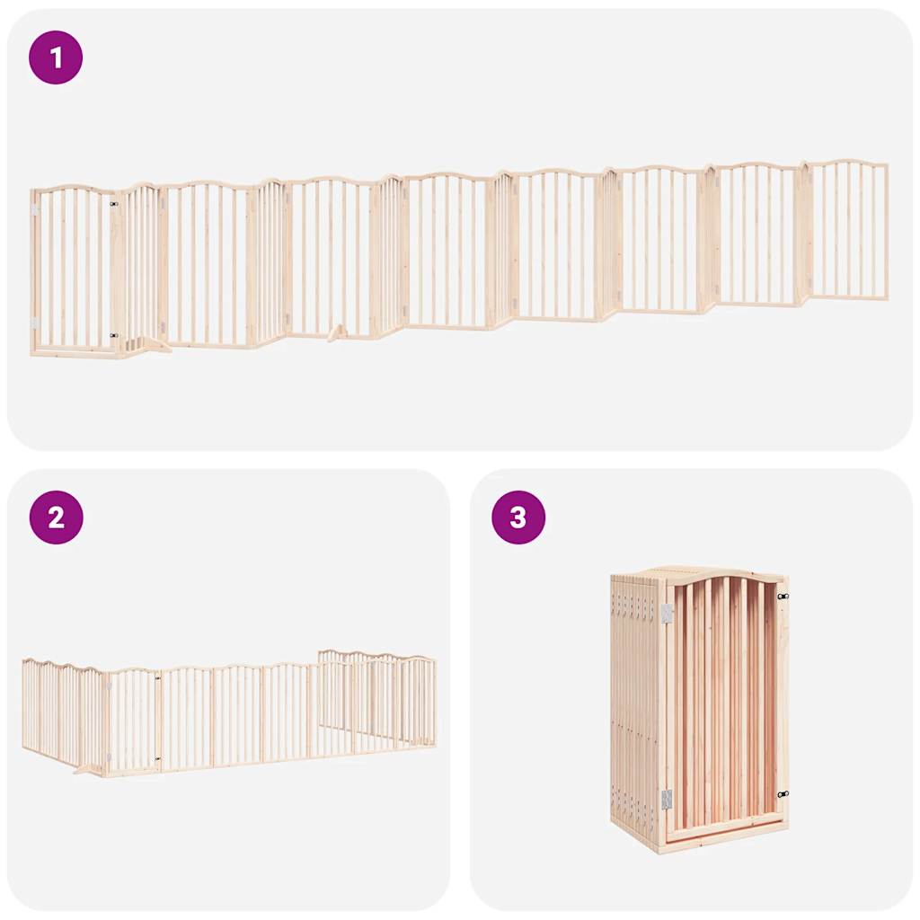 Dog Gate with Door Foldable 15 Panels 750 cm Poplar Wood