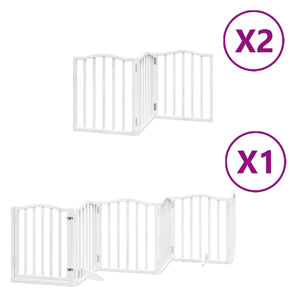 Dog Gate with Door Foldable 12 Panels White 600 cm Poplar Wood