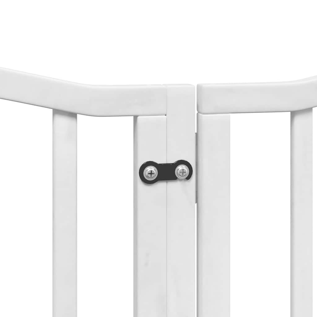 Dog Gate with Door Foldable 12 Panels White 600 cm Poplar Wood