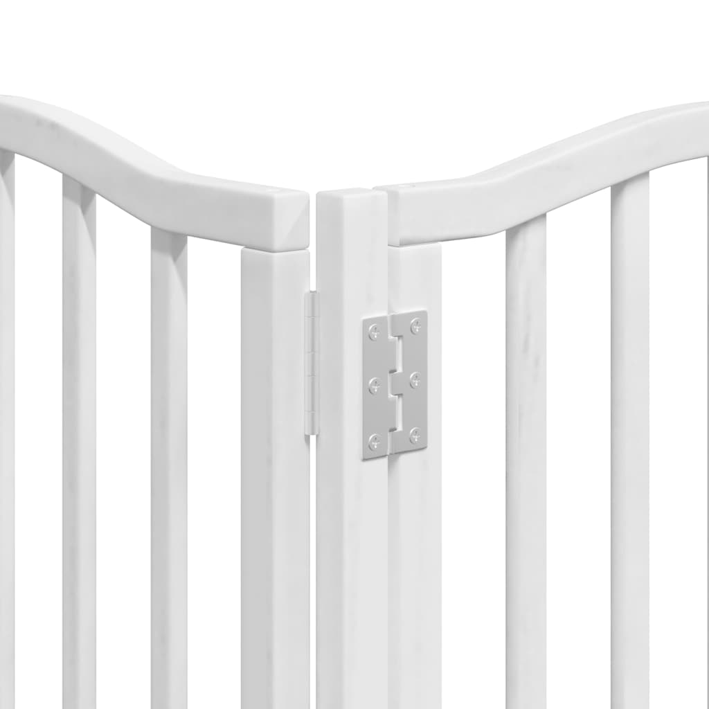 Dog Gate with Door Foldable 12 Panels White 600 cm Poplar Wood