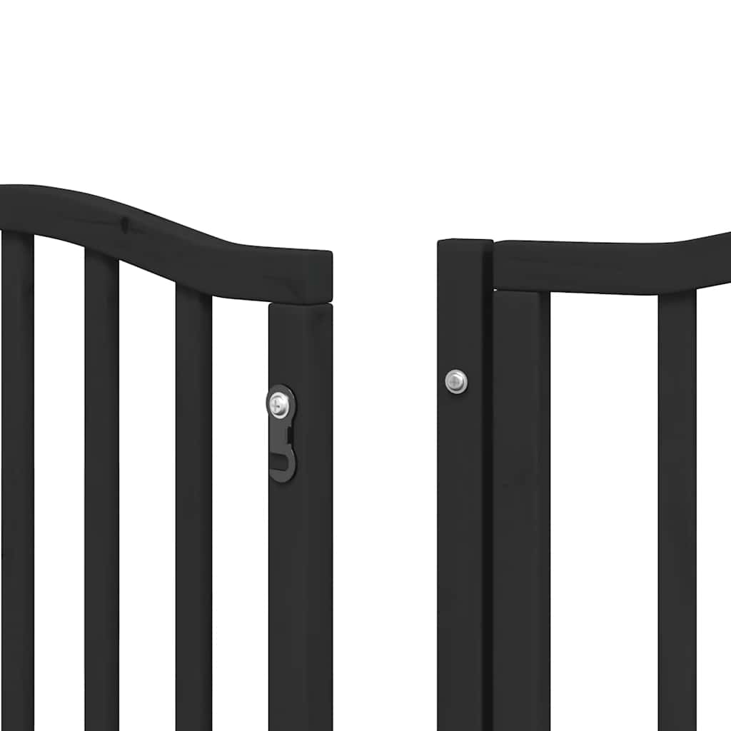 Dog Gate with Door Foldable 15 Panels Black 750 cm Poplar Wood