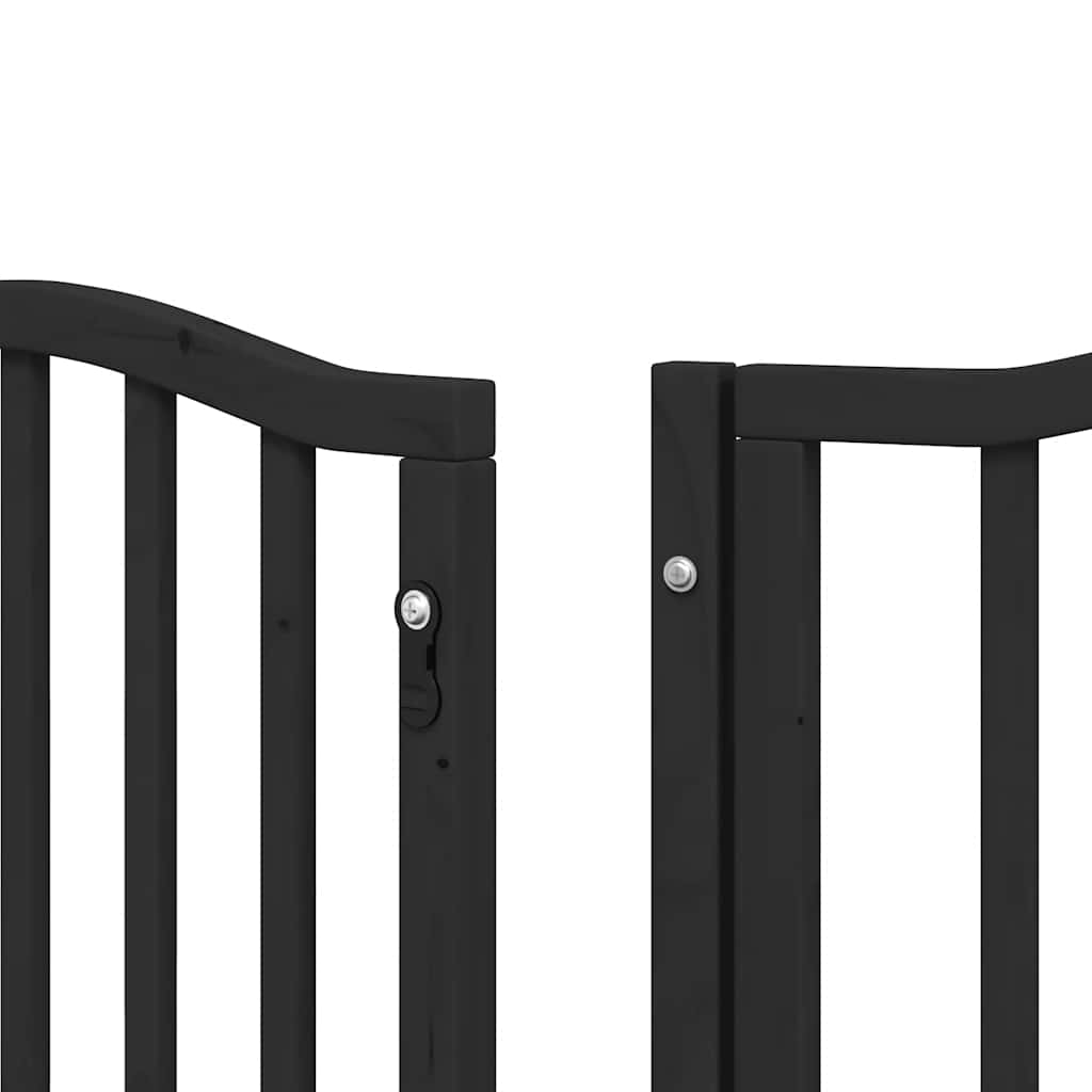 Dog Gate with Door Foldable 9 Panels Black 450 cm Poplar Wood