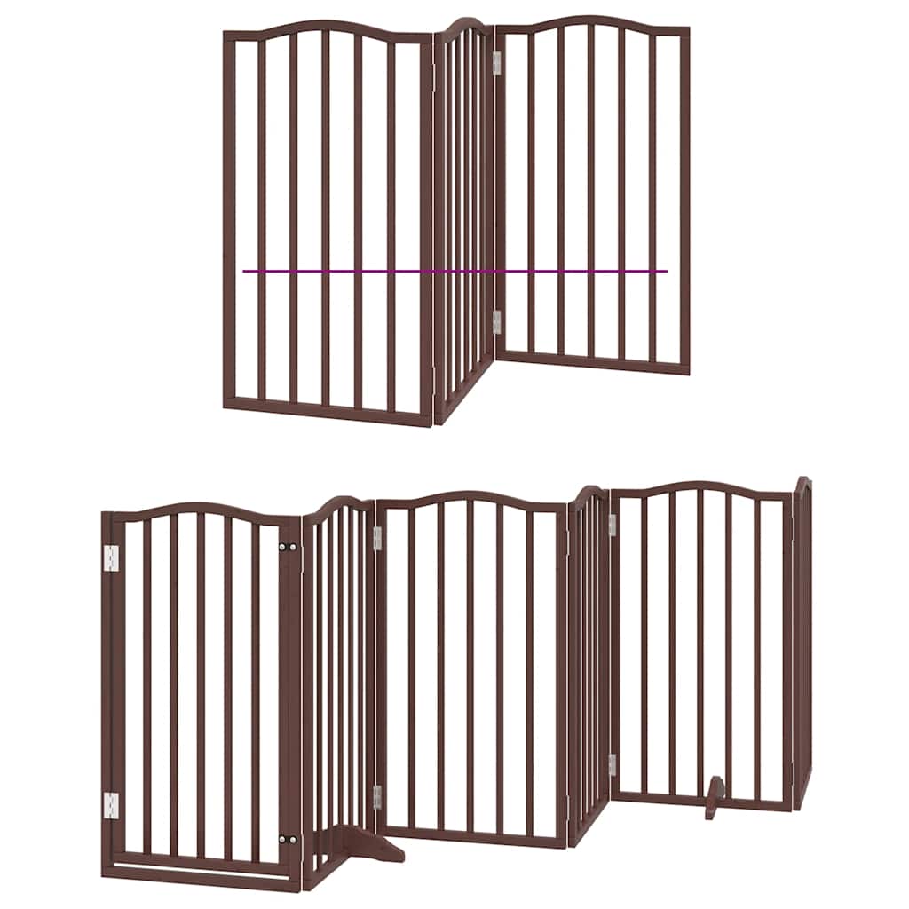 Dog Gate with Door Foldable 15 Panels Brown 750 cm Poplar Wood